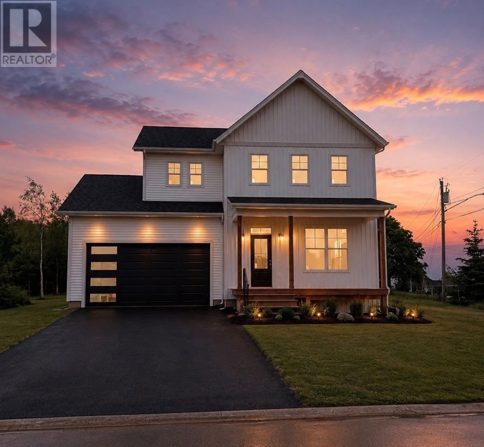 Completed home exterior at dusk